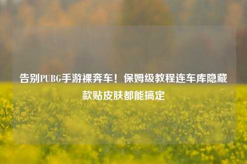 告别PUBG手游裸奔车！保姆级教程连车库隐藏款贴皮肤都能搞定