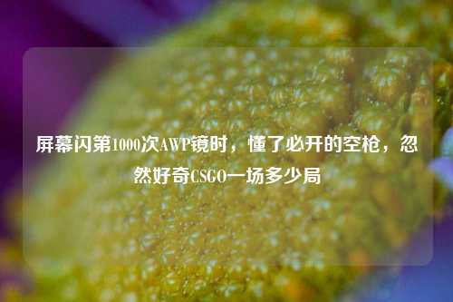 屏幕闪第1000次AWP镜时，懂了必开的空枪，忽然好奇CSGO一场多少局