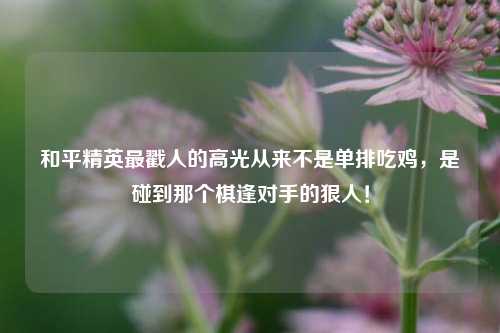 和平精英最戳人的高光从来不是单排吃鸡，是碰到那个棋逢对手的狠人！
