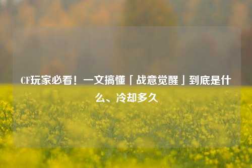 CF玩家必看！一文搞懂「战意觉醒」到底是什么、冷却多久