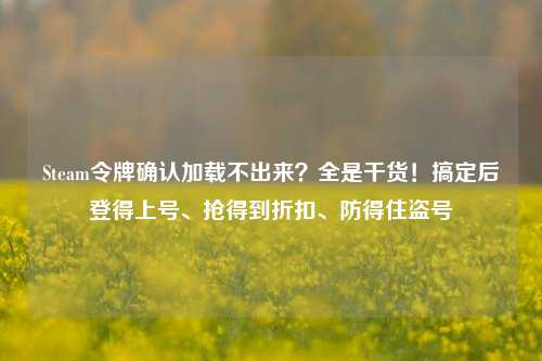 Steam令牌确认加载不出来？全是干货！搞定后登得上号、抢得到折扣、防得住盗号
