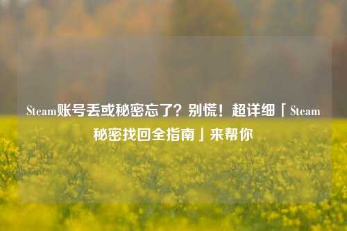 Steam账号丢或秘密忘了?别慌!超详细「Steam秘密找回全指南」来帮你