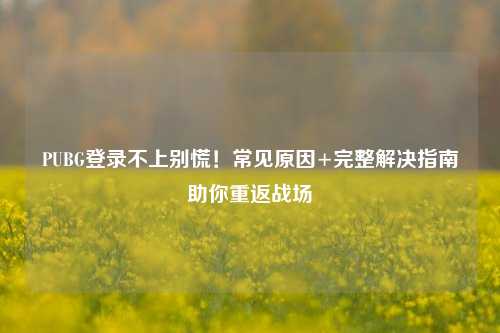 PUBG登录不上别慌!常见原因+完整解决指南助你重返战场