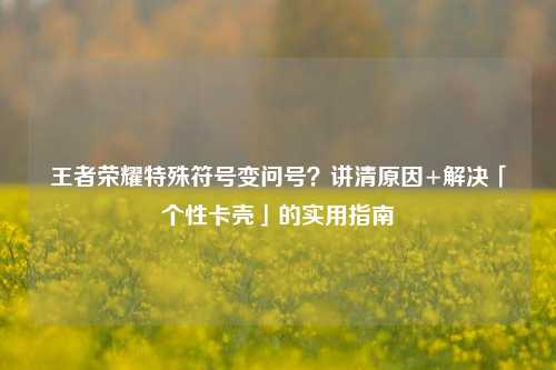 王者荣耀特殊符号变问号?讲清原因+解决「个性卡壳」的实用指南