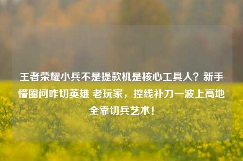 王者荣耀小兵不是提款机是核心工具人?新手懵圈问咋切英雄 老玩家,控线补刀一波上高地全靠切兵艺术!