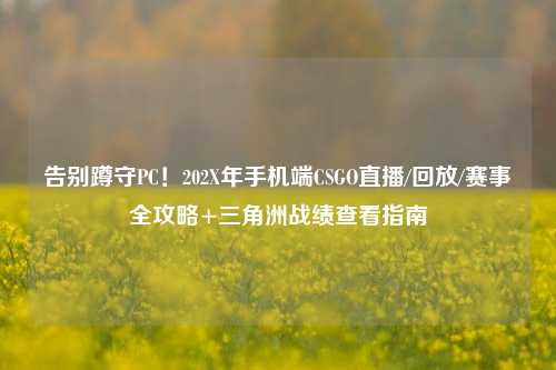 告别蹲守PC！202X年手机端CSGO直播/回放/赛事全攻略+三角洲战绩查看指南
