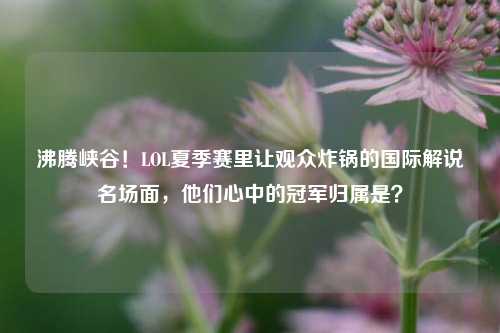 沸腾峡谷!LOL夏季赛里让观众炸锅的国际解说名场面,他们心中的冠军归属是?
