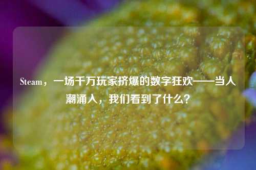 Steam,一场千万玩家挤爆的数字狂欢——当人潮涌入,我们看到了什么?