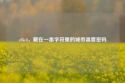 cf4e4，藏在一串字符里的城市温度密码