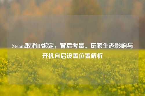 Steam取消IP绑定，背后考量、玩家生态影响与开机自启设置位置解析