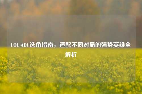 LOL ADC选角指南,适配不同对局的强势英雄全解析