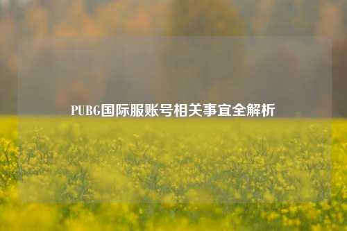 PUBG国际服账号相关事宜全解析
