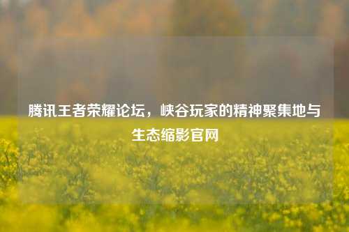 腾讯王者荣耀论坛，峡谷玩家的精神聚集地与生态缩影官网