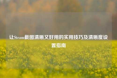 让Steam截图清晰又好用的实用技巧及清晰度设置指南