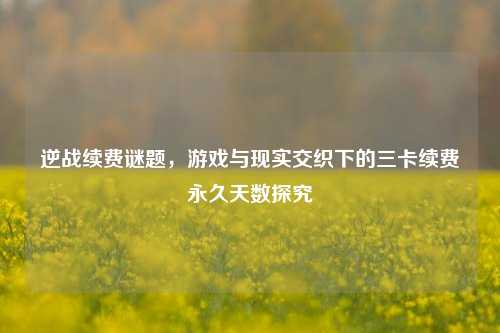 逆战续费谜题,游戏与现实交织下的三卡续费永久天数探究