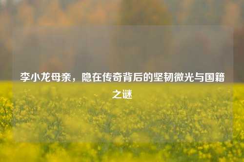 李小龙母亲，隐在传奇背后的坚韧微光与国籍之谜