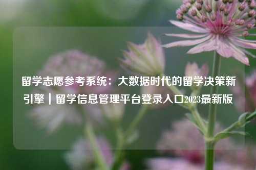 留学志愿参考系统：大数据时代的留学决策新引擎｜留学信息管理平台登录入口2023最新版