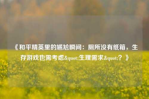 《和平精英里的尴尬瞬间：厕所没有纸箱，生存游戏也需考虑"生理需求"？》