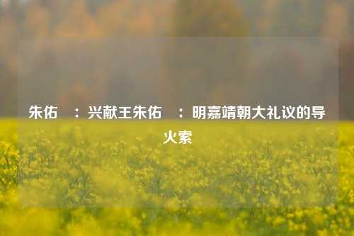 朱佑杬：兴献王朱佑杬：明嘉靖朝大礼议的导火索