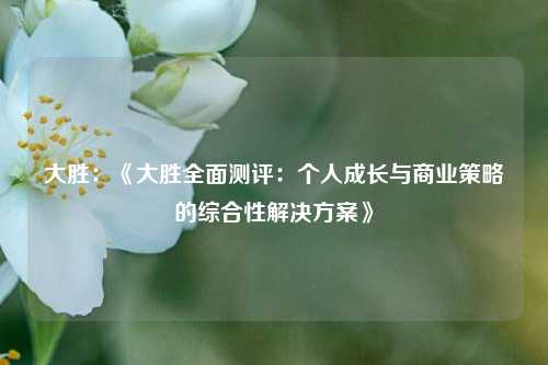 大胜:《大胜全面测评:个人成长与商业策略的综合性解决方案》